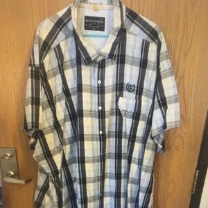 White and Black Plaid Men's Shirt